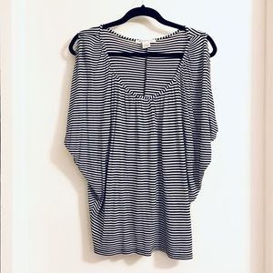 AUGUST SILK PEEKABOO SHOULDER STRIPED TOP